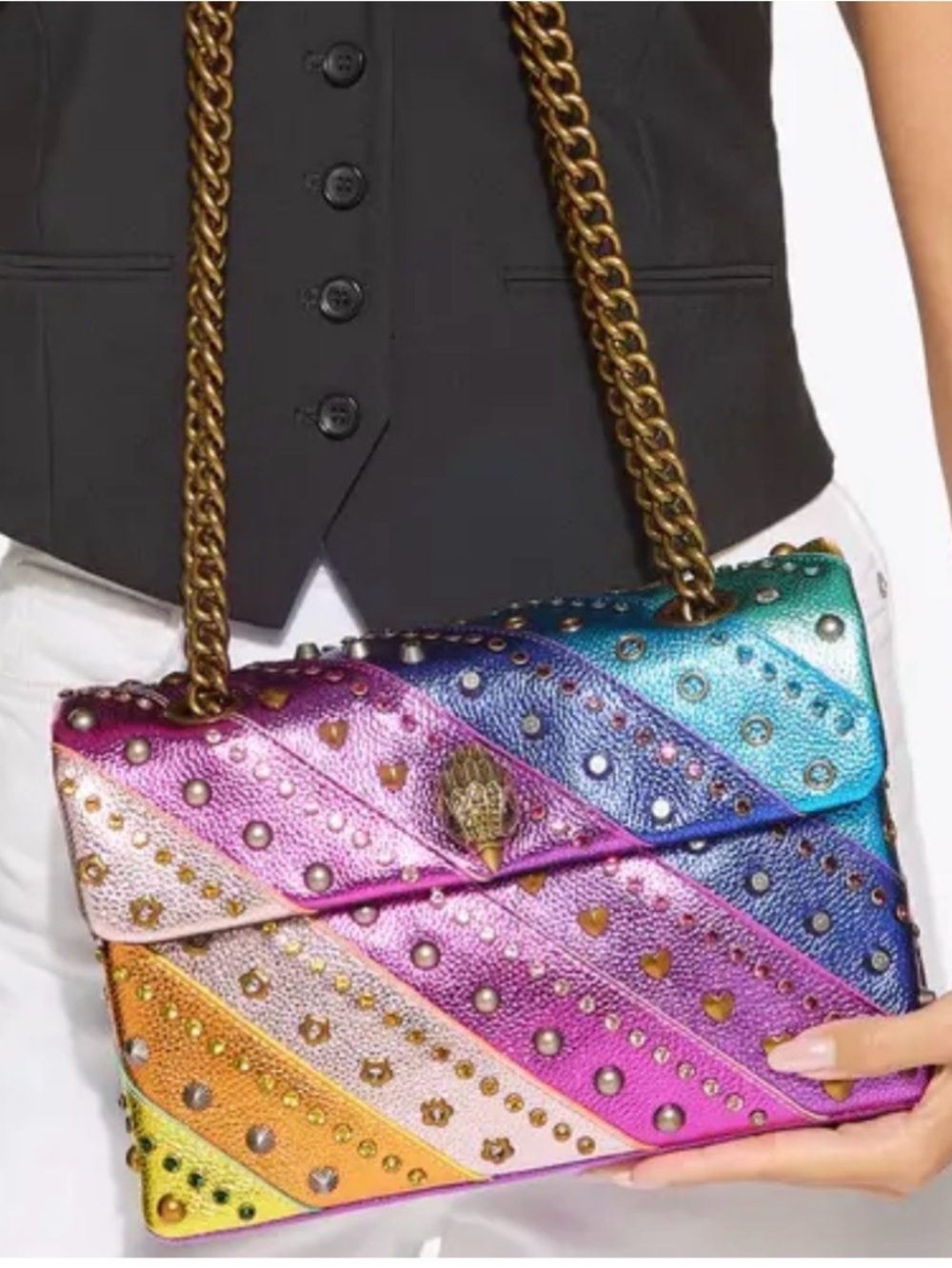 RARE & RETAIL SOLD OUT: Kurt Geiger London Studded Rainbow Kensington RETIRED🩷 - Picture 4 of 9